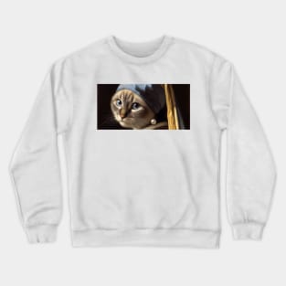 Siamese cat with a pearl earring Crewneck Sweatshirt